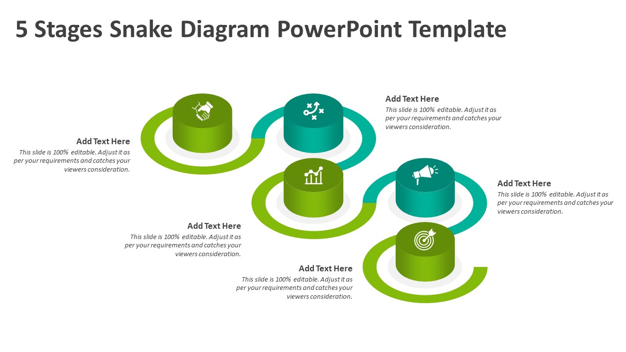 5 Stages Snake Diagram PowerPoint Template PPT Templates