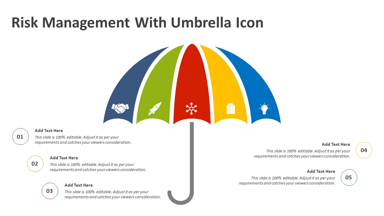 Risk Management With Umbrella Icon PowerPoint Template