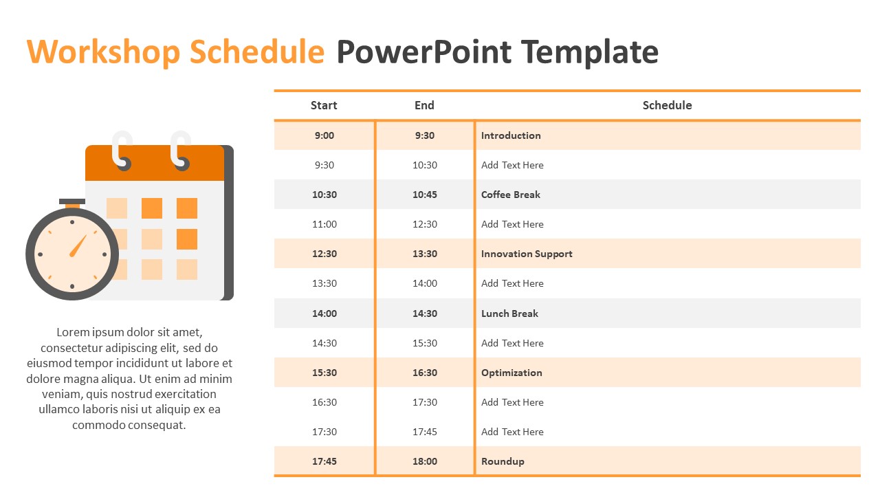 Workshop Schedule PowerPoint Template | PPT Templates