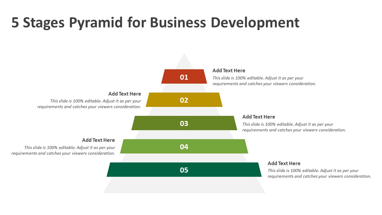 5 Stages Pyramid Business Development Powerpoint Temp
