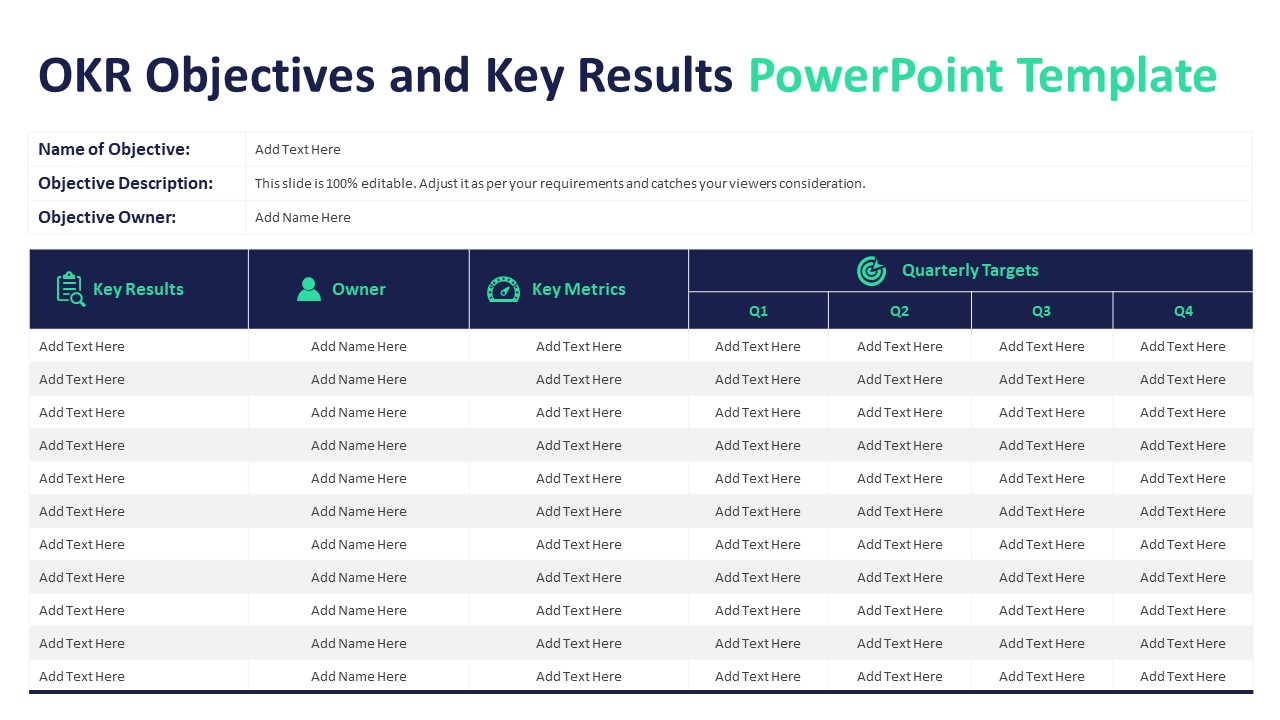 OKR Objectives And Key Results PowerPoint Template | PPT Templates