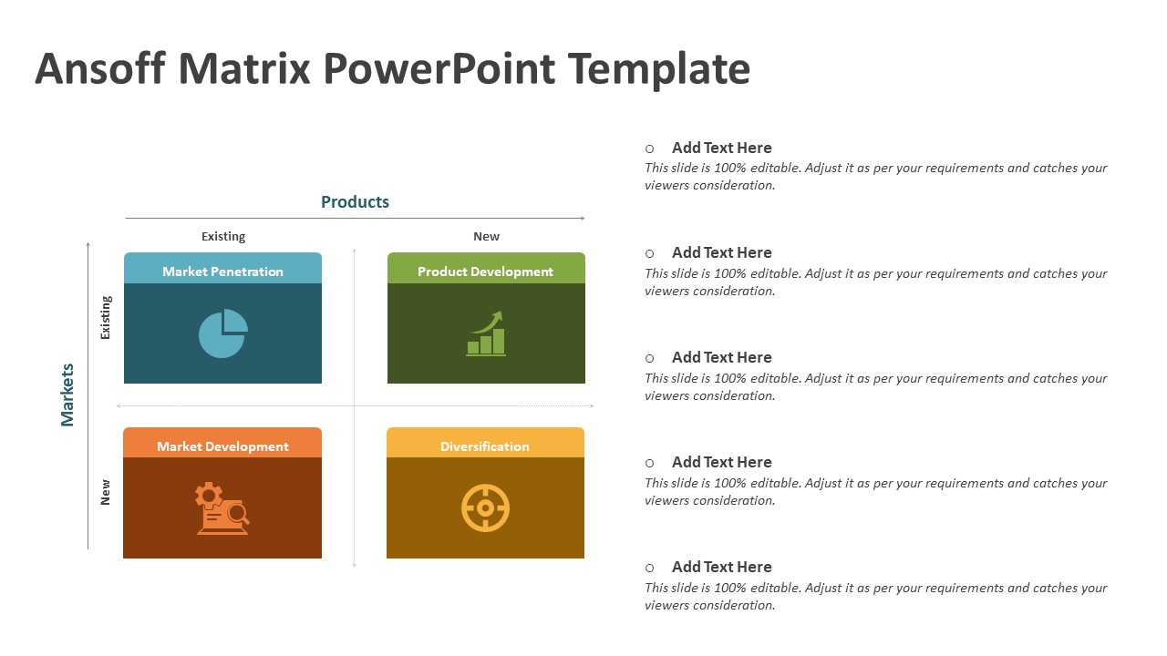 Ansoff Matrix PowerPoint Template | Matrix Template PPT