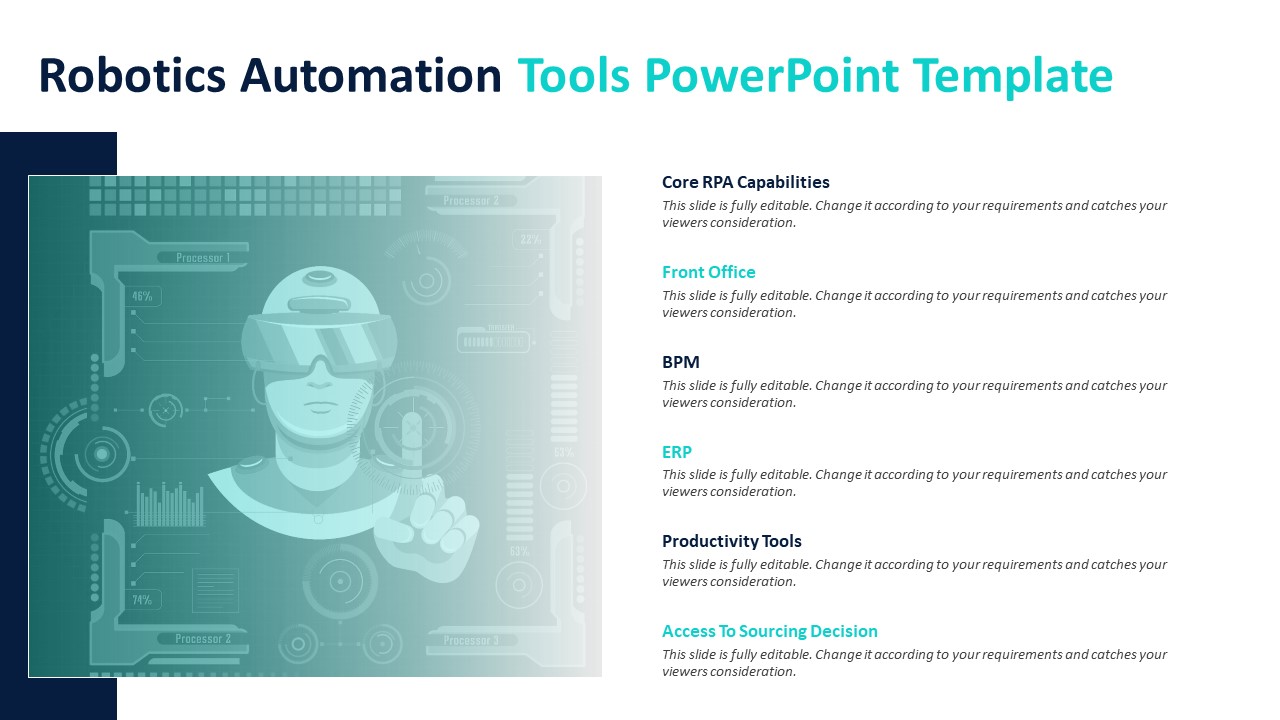 Robotics Automation Tools PowerPoint Template | RPA PPT Slides