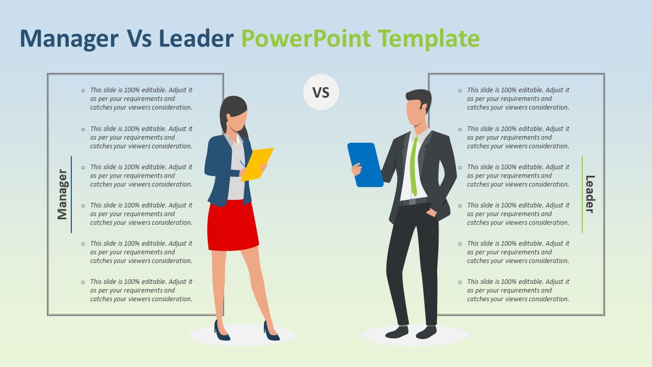 Manager Vs Leader PowerPoint Template | Leadership PPT