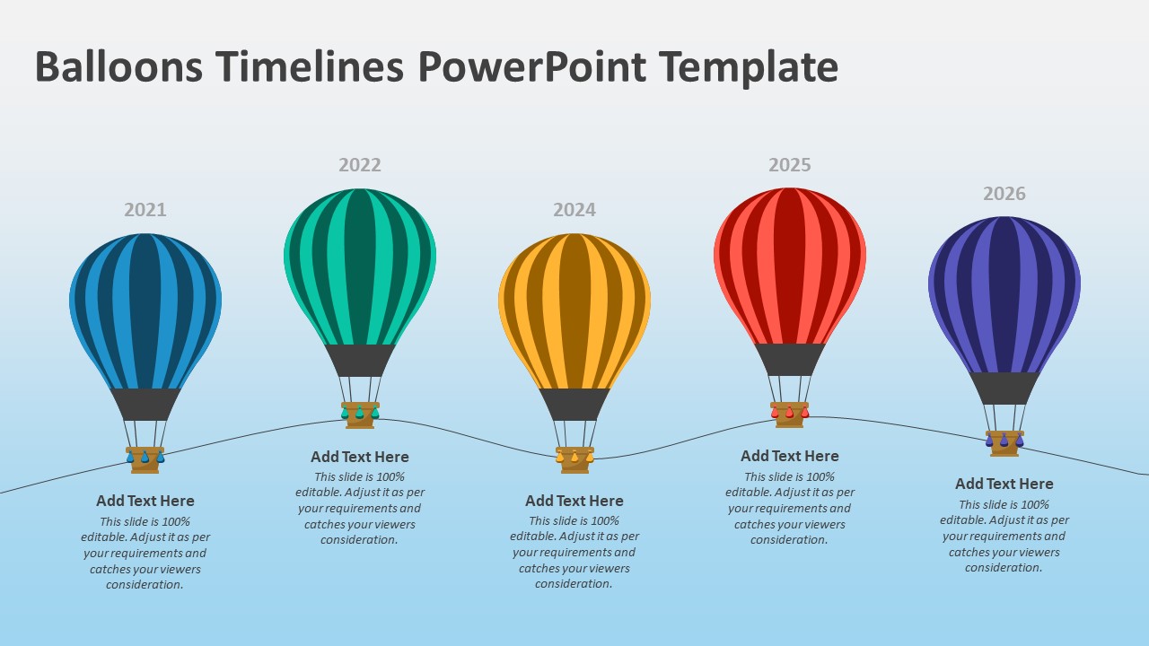 Balloons Timelines PowerPoint Template | Timelines PPT Template