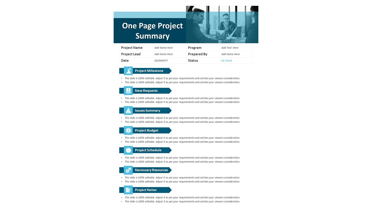 One Page Project Summary PowerPoint Template | PPT Templates