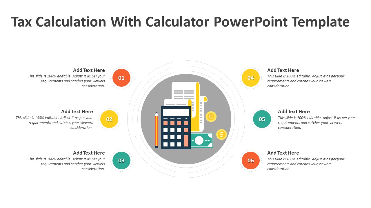 Tax Calculation With Calculator PowerPoint Template