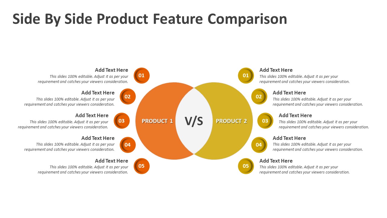 Side By Side Product Feature Comparison PowerPoint Template