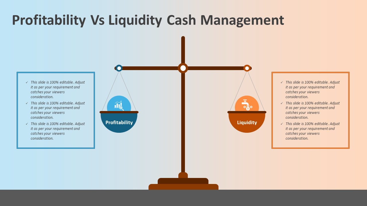 Profitability Vs Liquidity Cash Management Powerpoint Template